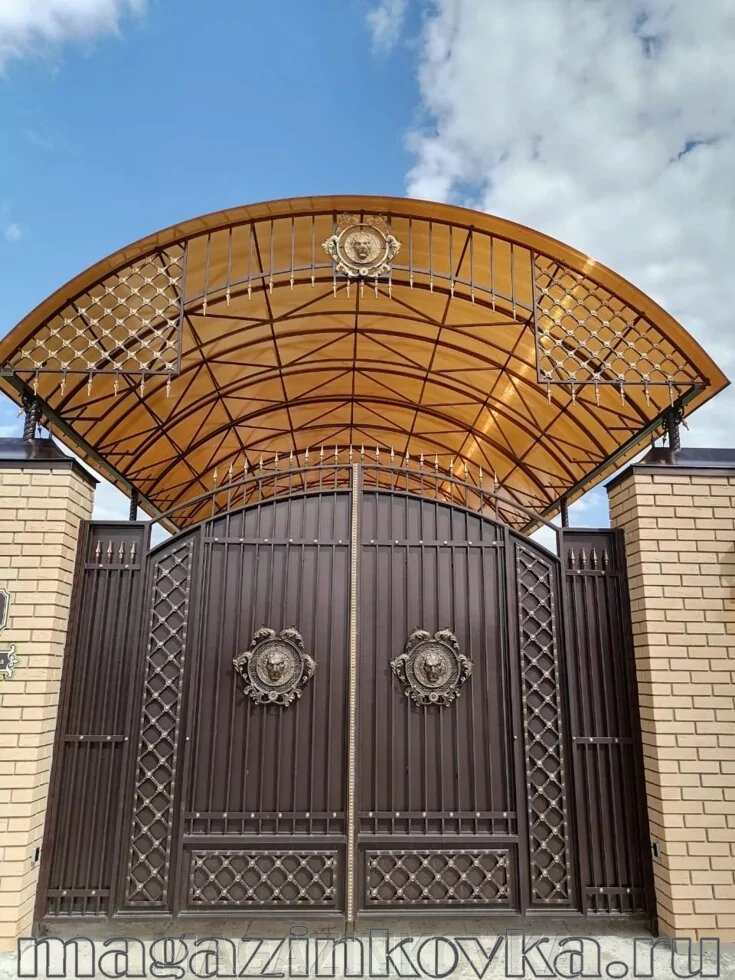 Ворота кованые «Русь Х» металлические арочные от компании MAGAZINKOVKA - фото 1