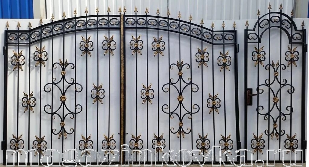 Ворота кованые «Сантана Х» металлические арочные от компании MAGAZINKOVKA - фото 1