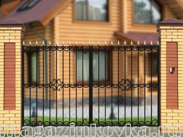Ворота кованые «Витязь Х» металлические прямые от компании MAGAZINKOVKA - фото 1