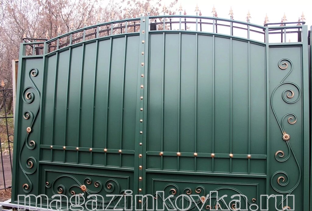 Ворота кованые «Византия Х» металлические арочные от компании MAGAZINKOVKA - фото 1