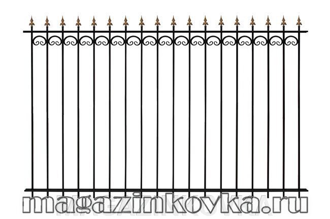Забор кованый «Арина Х» металлический прямой от компании MAGAZINKOVKA - фото 1