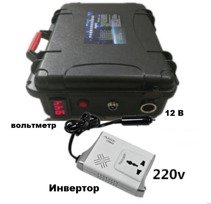 Аккумулятор с инвертором - ИБП 12 В 120 Ач и с розеткой 220 Вольт ##от компании## motorkolesa - ##фото## 1