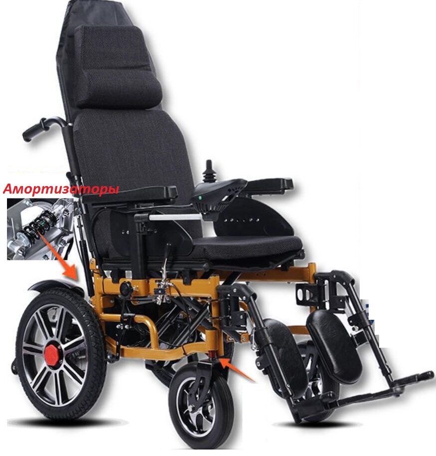 Кресло коляска инвалидная электрическая motion energy GFD028 с наклоном спинки и амортизаторами от компании motorkolesa - фото 1