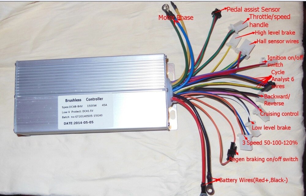 Wenbox 60v6g240w контроллер схема Контроллер мощный для мотор колеса электровелосипеда 48/60 В 40/45 А (722339234) - Товар на картинке можно купить.