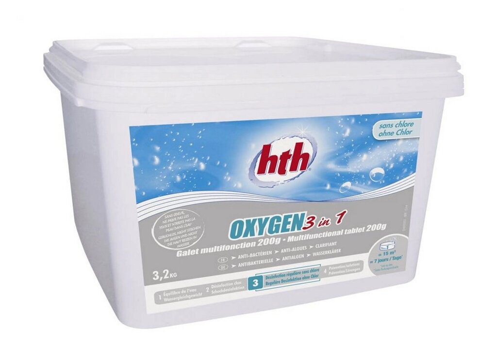 Многофункциональный препарат на основе активного кислорода HTH Oxygen 3 в 1, в медленнорастворимых табл., 3,2 кг от компании ООО "Абрис" - фото 1