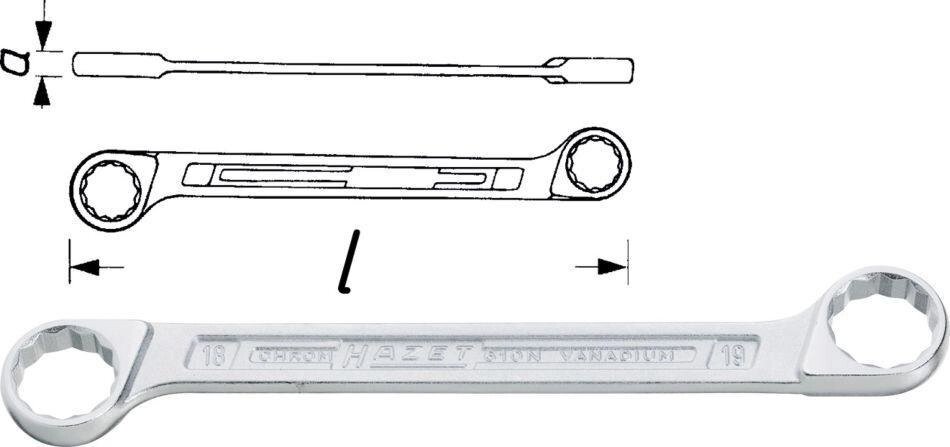 Ключ двойной накидной HAZET 610N-14X15 от компании ГК Автооборудование - фото 1