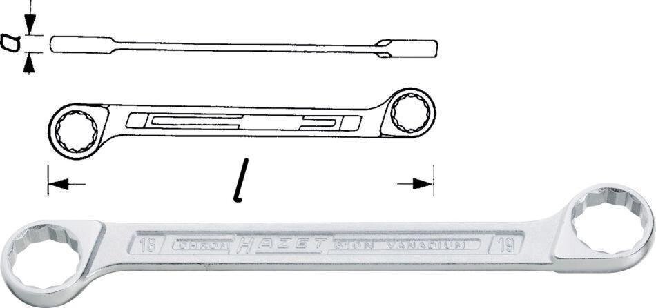 Ключ двойной накидной HAZET 610N-18X19 от компании ГК Автооборудование - фото 1