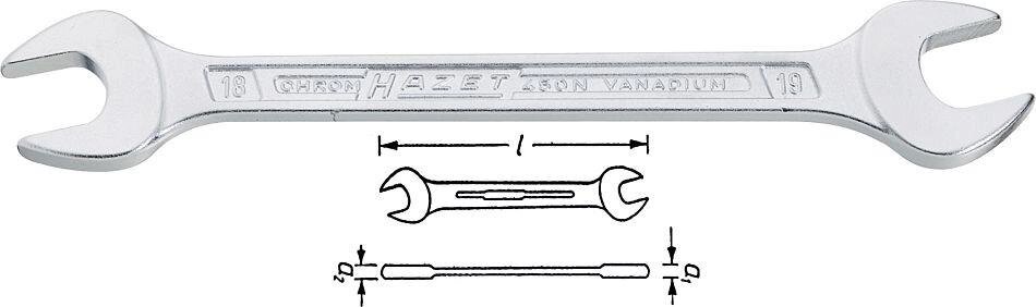 Ключ гаечный рожковый двусторонний дюймовый HAZET 450NA-1/4X5/16VKH от компании ГК Автооборудование - фото 1