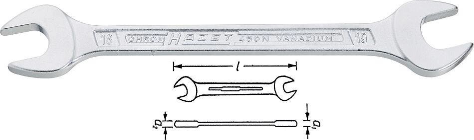 Ключ гаечный рожковый двусторонний дюймовый HAZET 450NA-25/32X7/8VKH от компании ГК Автооборудование - фото 1