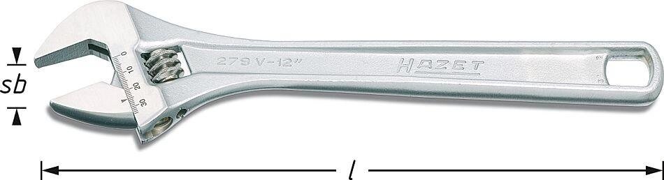 Ключ разводной со шкалой 10 HAZET 279V-10 от компании ГК Автооборудование - фото 1
