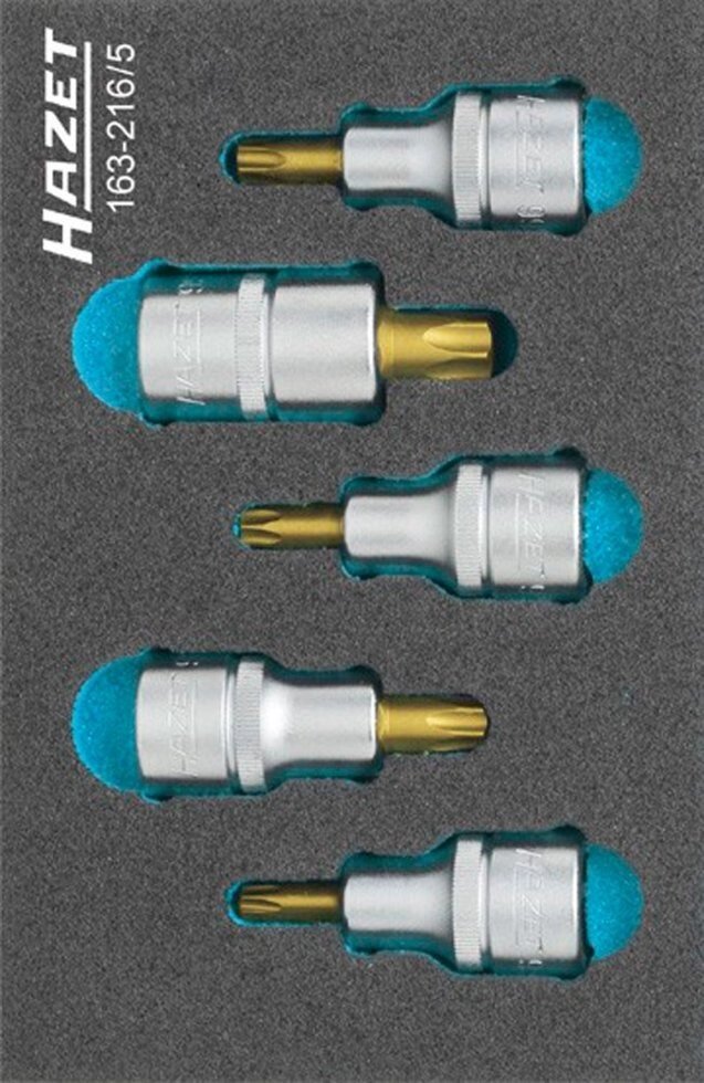 Набор головок с насадками TORX Hazet 163-216/5 от компании ГК Автооборудование - фото 1