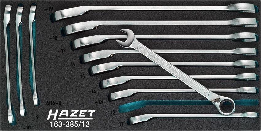 Набор комбинированных ключей с трещоткой Hazet 163-385/12 от компании ГК Автооборудование - фото 1