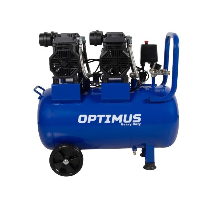 Поршневой компрессор Optimus безмасляный, 440 л/мин, ресивер 50 литров, 3 квт (1,5+1,5 квт) hd OPT-305044 от компании ГК Автооборудование - фото 1
