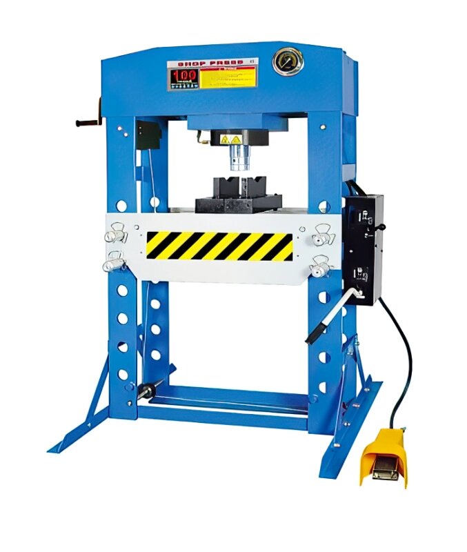 Пресс гидравлический 100т HJ0813CE (HJ0810CE), напольный, пневмопривод, педаль от компании ГК Автооборудование - фото 1