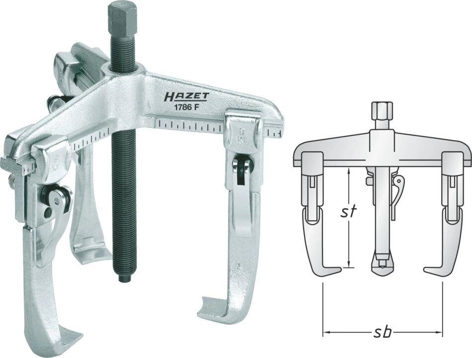 Съемник трехзахватный быстрого крепления Hazet 1786F-13 от компании ГК Автооборудование - фото 1