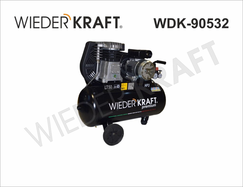 WiederKraft WDK-90532 Двухцилиндровый компрессор с ременным приводом от компании ГК Автооборудование - фото 1