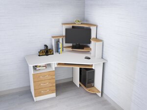 Компьютерный стол Грета 7 в цвете Белый/Дуб Крафт Золотой