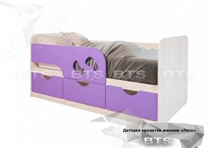 Кровать детская "Минима Лего"1632х770х850) (дуб атланта/лиловый сад)