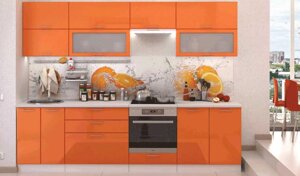 Кухня Техно в Оранжевом глянце