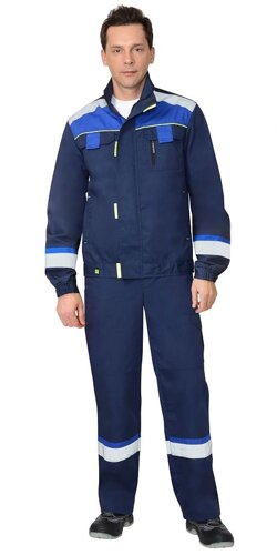 Куртка рабочая "БОСТОН" т. синяя с васильковой и черной отделкой