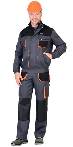 Куртка рабочая "МАНХЕТТЕН" т. серый с оранж. и черным