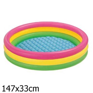 Бассейн надувной радуга, с надувным дном, 3 кольца