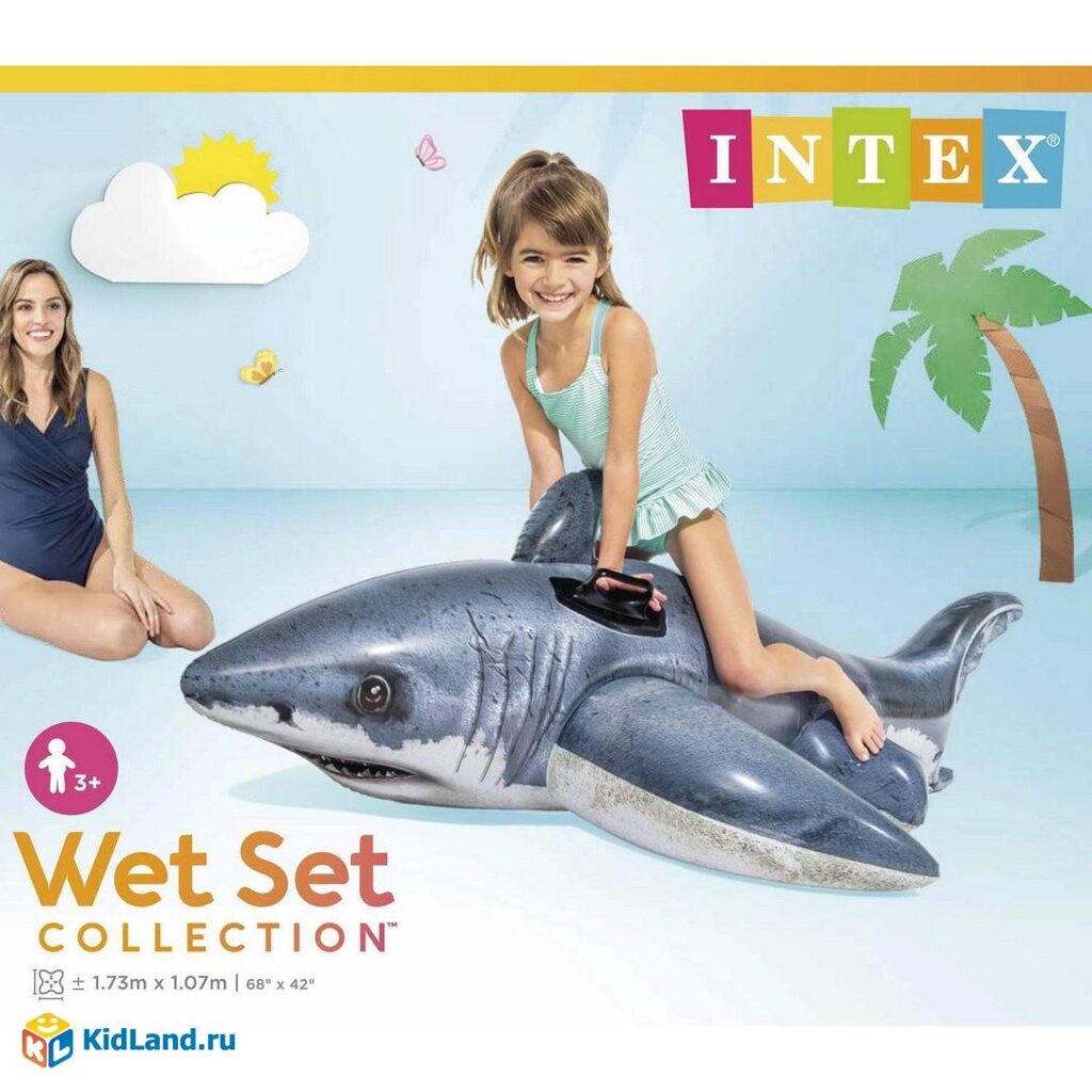 Игрушка надувная для плавания 173x107 см. Акула с ручками от компании Интернет-магазин игрушек "Весёлый кот" - фото 1