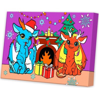 Картина по номерам 20*30 см "Новогодние дракоши" Р3004 от компании Интернет-магазин игрушек "Весёлый кот" - фото 1