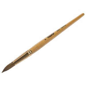 Кисть ПИФАГОР, БЕЛКА, круглая,6, деревянная лакированная ручка, с колпачком, пакет с подвесом, 200820