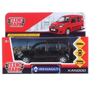 Машина металл RENAULT KANGOO длина 12 см, двери, багаж, инерц, черный, кор. Технопарк
