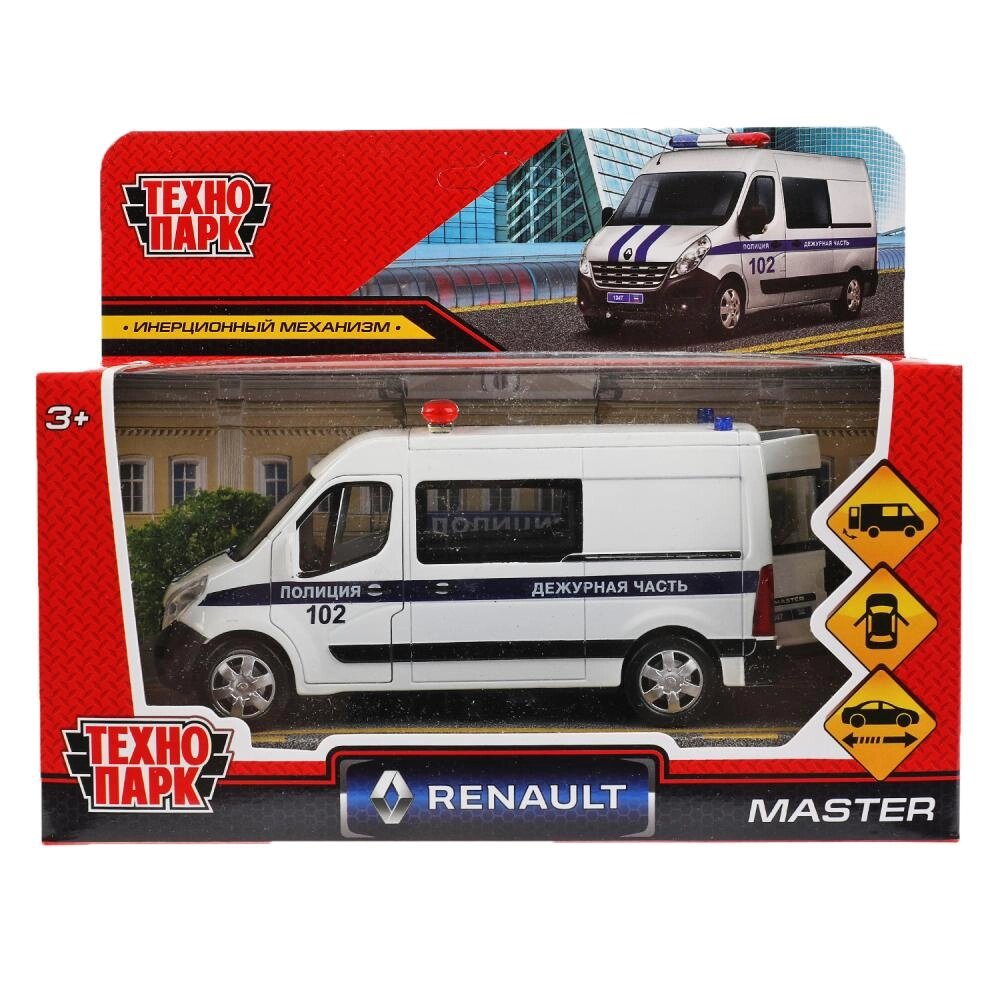 Машина металл RENAULT MASTER ПОЛИЦИЯ 14 см, двери, инерц, белый, кор. Технопарк от компании Интернет-магазин игрушек "Весёлый кот" - фото 1