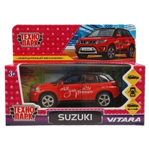 Машина металл SUZUKI VITARA девочки 12 см, двер, багаж, инерц, красный, кор. Технопарк