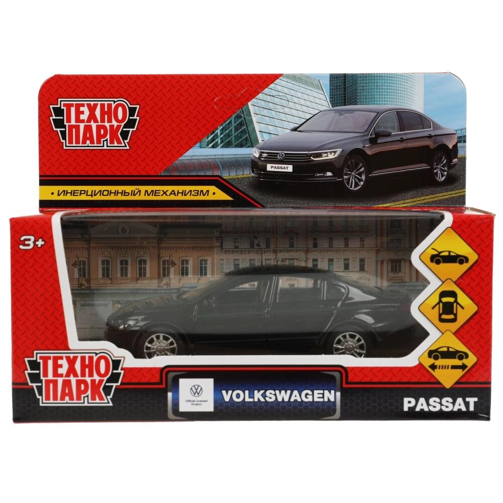 Машина металл VOLKSWAGEN PASSAT длина 12 см, двер, баг, инерц, черный, кор. Технопарк от компании Интернет-магазин игрушек "Весёлый кот" - фото 1