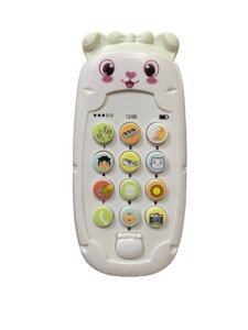 Музыкальный детский телефон, развивающий смартфон (белый, розовый, голубой)