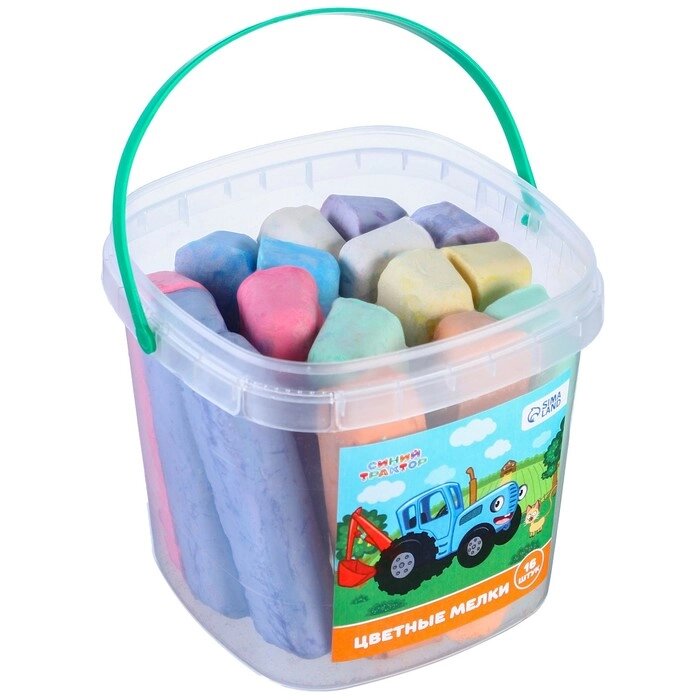 Набор цветных мелков Синий трактор, 16 штук, 8 цветов от компании Интернет-магазин игрушек "Весёлый кот" - фото 1