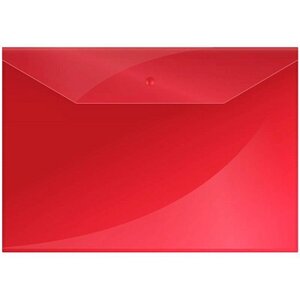 Папка-конверт на кнопке OfficeSpace А4, 150мкм, пластик, красная (арт. 162529)