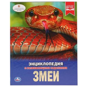 Змеи. Энциклопедия А4 с развивающими заданиями 197х255мм. 48 стр. Умка