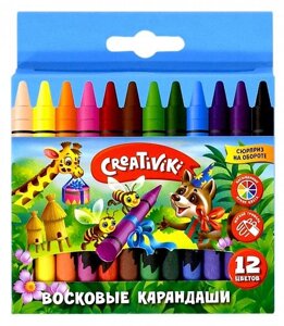 Набор восковых карандашей Creativiki 12 цветов, круглые в Орловской области от компании Интернет-магазин игрушек "Весёлый кот"