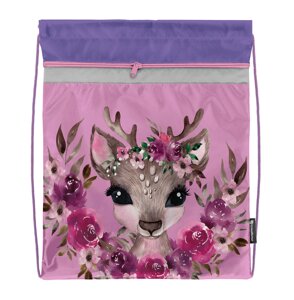 Мешок для обуви Schoolformat CUTE DEER 42х34 см розовый, 1 отделение с большим карманом на молнии, для девочек