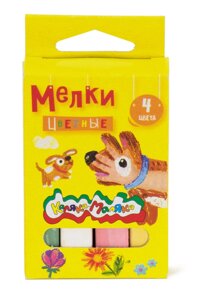 Мелки цветные Каляка-Маляка 4 шт квадратные карт. уп. с европодвесом
