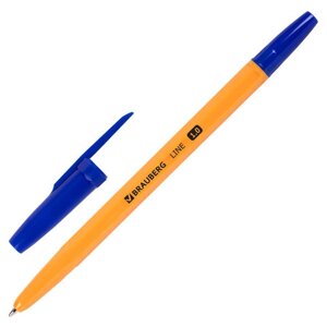 Ручка шариковая BRAUBERG ORANGE Line, СИНЯЯ, корпус оранжевый, узел 1мм, линия письма, 143331