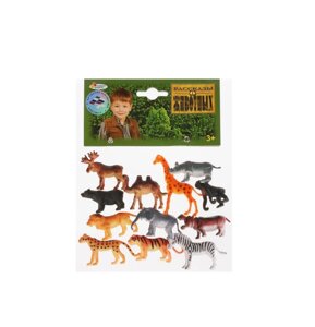 Игрушки пластизоль дикие животные 12 шт., арт. P9606-12 (144)