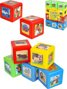 КУБИКИ ВЫДУВНЫЕ с картинками. 12 шт. ЖИВОТНЫЕ (Арт. К12-0830)