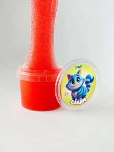 Слайм "Стекло" красный неон с блестками, 90 гр