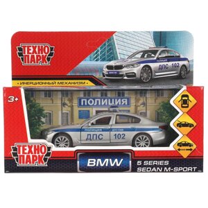 Машина металл BMW 5-ER SEDAN M-SPORT ПОЛИЦИЯ 12 см, двери, баг, кор. Технопарк