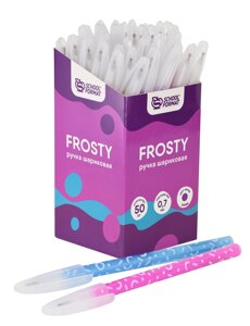 Ручка маслян. Schoolformat FROSTY синий 0,7 мм ассорти кругл. корп. игольчатый наконечник