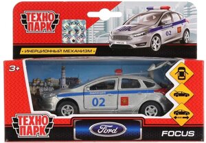 Машина металл FORD Focus хэтч. полиция 12см, открыв. двери, инерц. в кор. Технопарк