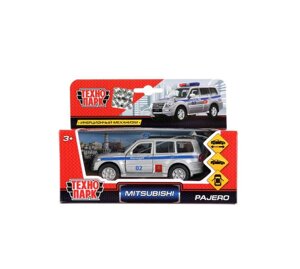 Машина металл MITSUBISHI pajero ПОЛИЦИЯ 12см, открыв. двери, инерц. в кор. Технопарк