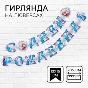 Гирлянда на люверсах "С Днем Рождения!", длина 235 см, Холодное Сердце в Орловской области от компании Интернет-магазин игрушек "Весёлый кот"