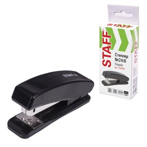 Степлер №24/6, 26/6 STAFF Basic, до 20 листов, черный, 224626